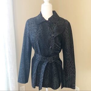 Willi Smith Leopard Print Denim Ruffle Jacket - M